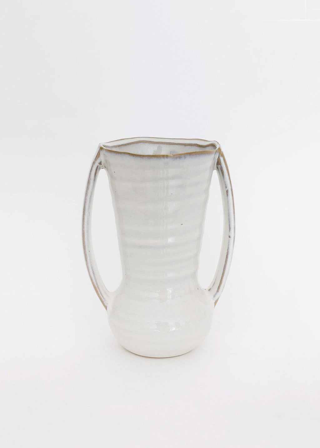 Vanilla Ceramic Vase with Handles