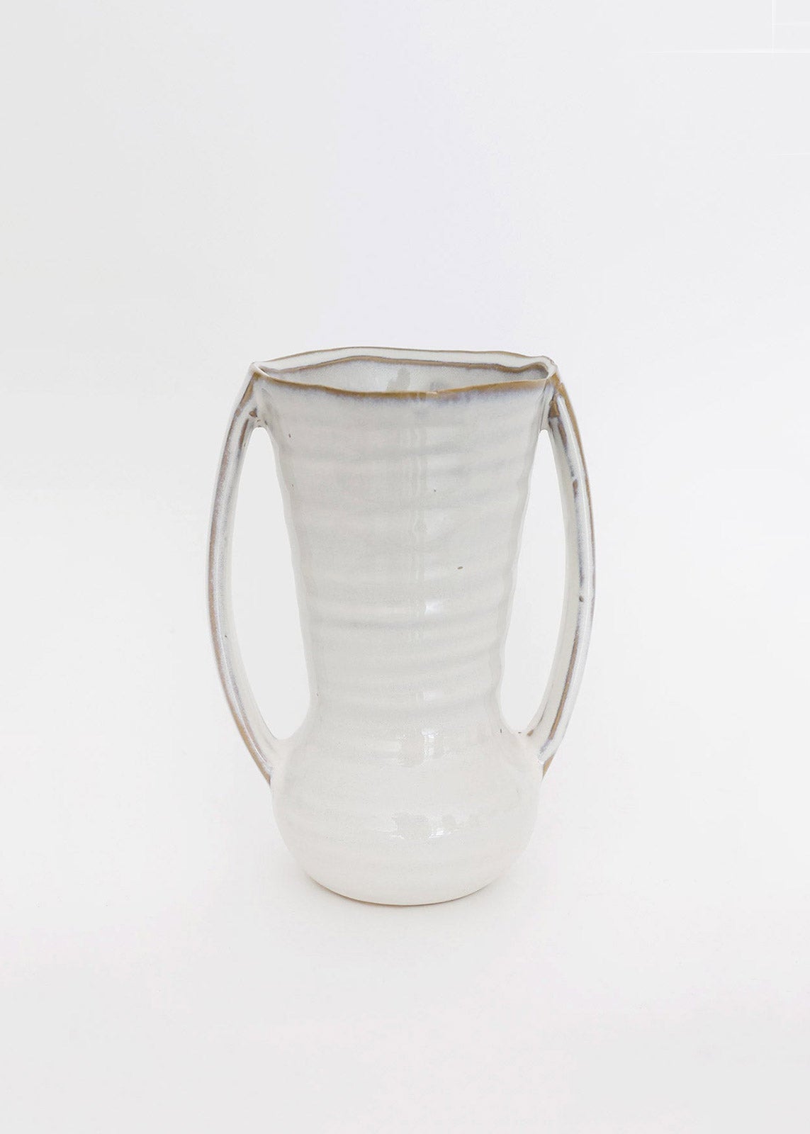 Vanilla Ceramic Vase with Handles
