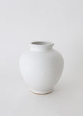 Glossy White Round Ceramic Vase - 7.75" Tall