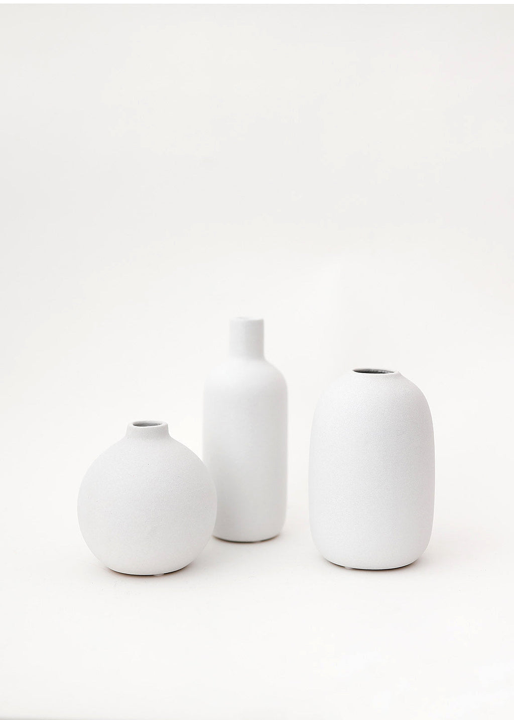 set of 3 Matte White Ceramic Bud Vases