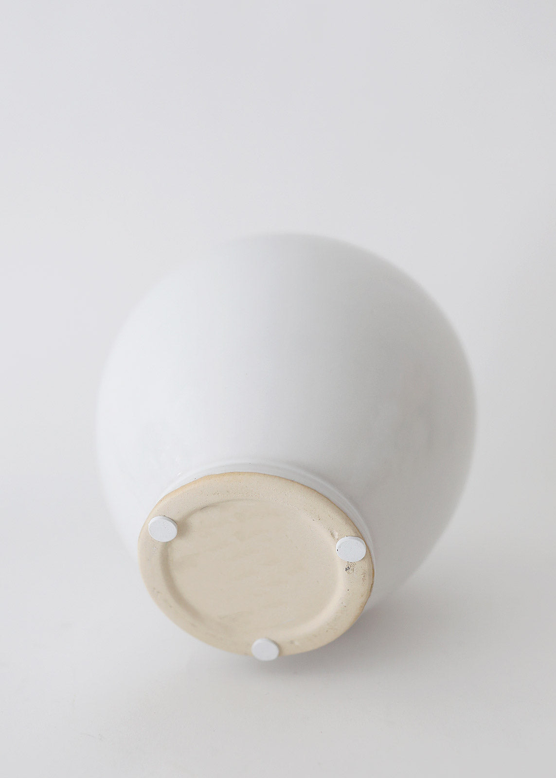 Glossy White Round Ceramic Vase - 7.75" Tall