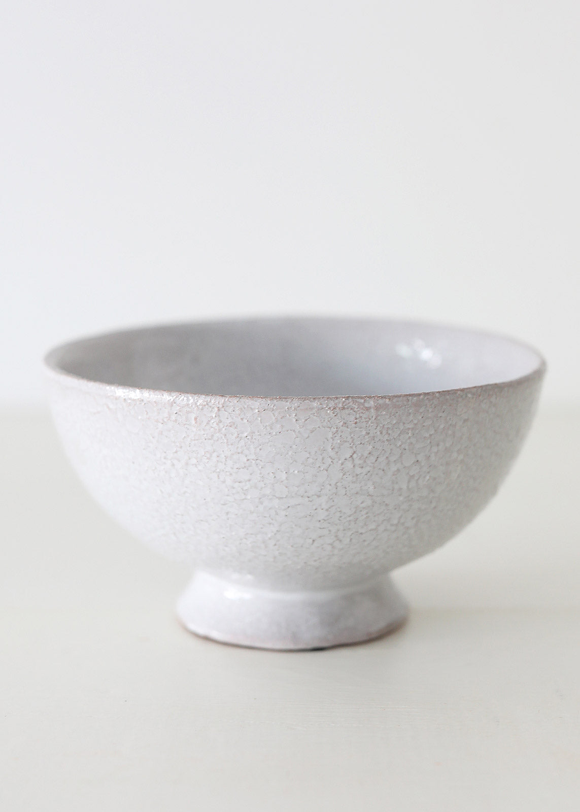 Glazed White Terra Cotta Compote Bowl